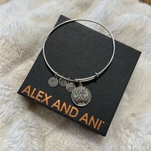 Alex and Ani Silver Cat Mom Charm Bangle